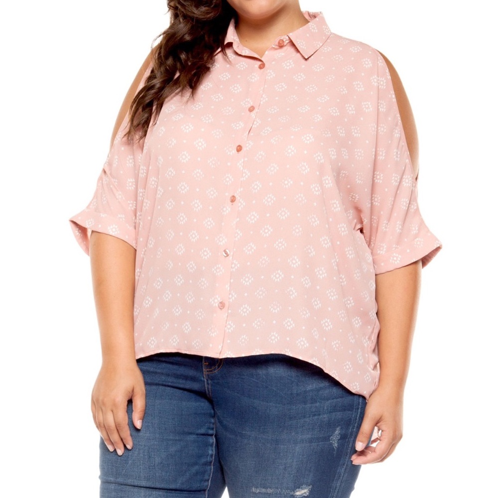 Pink Blouse with White Detail